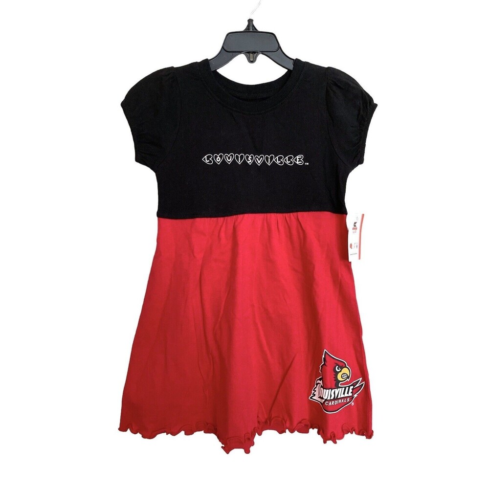 NWT Girls 3T Louisville Cardinals Dress Black Red Colosseum Kids